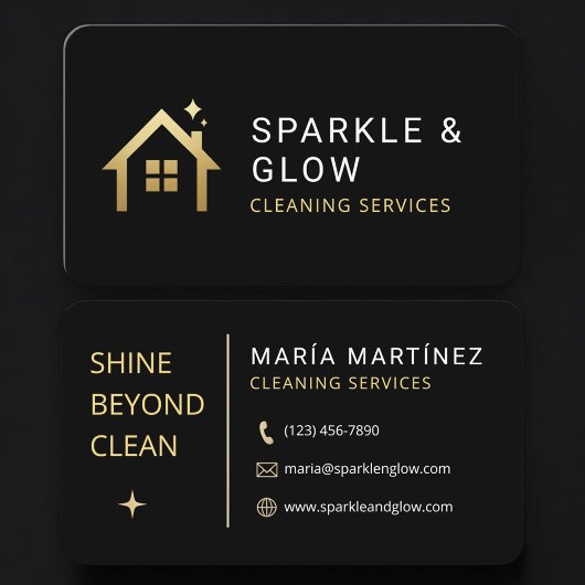 House Cleaning Service Black Gold Professional Visitenkarte