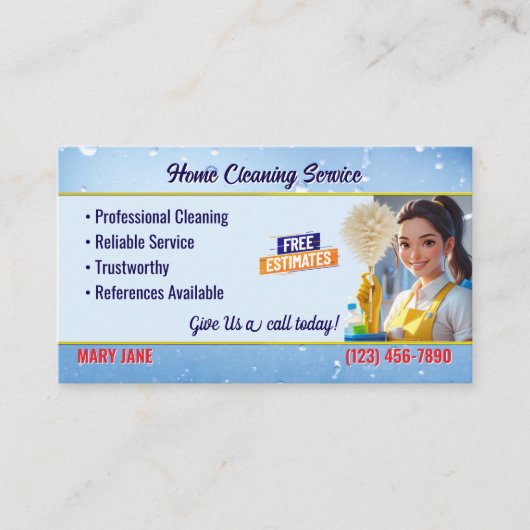 House Cleaning Service Business Cards Visitenkarte (Vorderseite)
