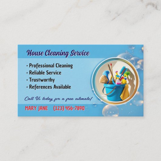 House Cleaning Service Business Cards Visitenkarte (Vorderseite)