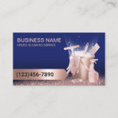 House Cleaning Service Modern Blue & Rose Gold Visitenkarte (Vorderseite)