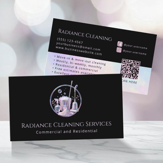 House Cleaning Service Supplies Modern QR Code Visitenkarte