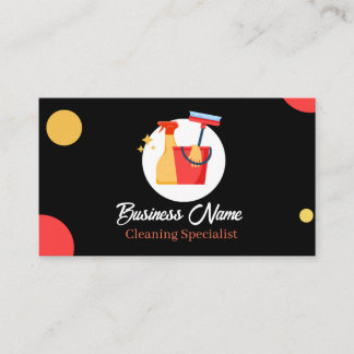 House Cleaning Services Business Card Black Visitenkarte