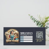 House Cleaning Services Gift Certificate Voucher Einladung (Stehend Vorderseite)