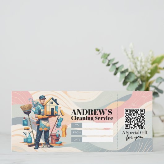 House Cleaning Services Gift Certificate Voucher Einladung (Stehend Vorderseite)