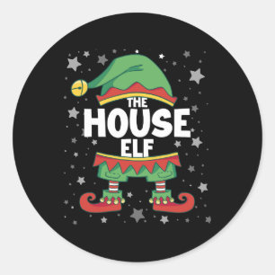 House Elf Matching Familienkostüm Elf Weihnachten Runder Aufkleber