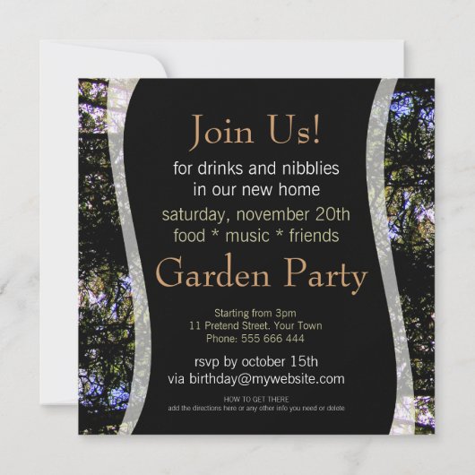 House Erwärmung Garden Party Einladung (Rückseite)
