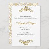 House Erwärmung Party Einladung Gold Geblüht (Vorne/Hinten)