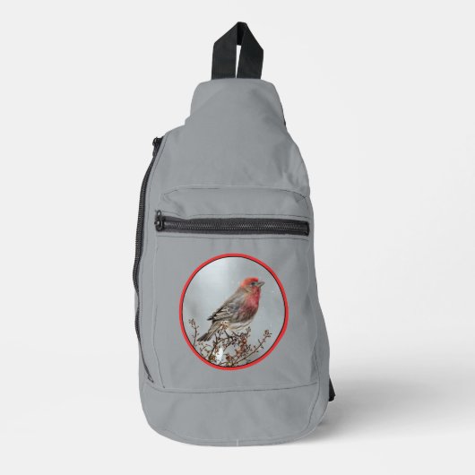 House Finch im Winter Snow Original Foto Crossbody Bag (Vorderseite)