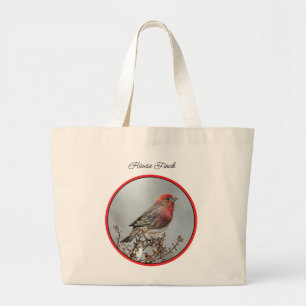 House Finch im Winter Snow Original Foto Jumbo Stoffbeutel