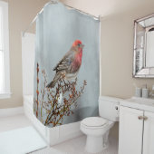 House Finch in Snow - Original Foto Duschvorhang (Beispiel)