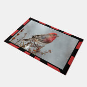 House Finch in Snow - Original Foto Fußmatte (Schrägansicht)