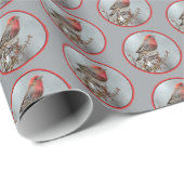 House Finch in Snow - Original Foto Geschenkpapier (Rolleneckpunkt)