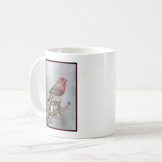 House Finch in Snow - Original Foto Kaffeetasse (Vorderseite Links)
