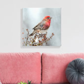 House Finch in Snow - Original Foto Leinwanddruck (Insitu (Wohnzimmer))