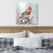 House Finch in Snow - Original Foto Leinwanddruck (Insitu (Schlafzimmer))