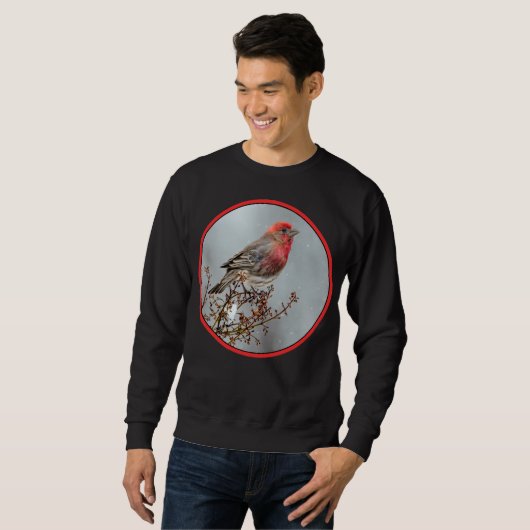 House Finch in Snow - Original Foto Sweatshirt (Vorne ganz)