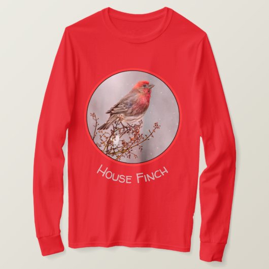 House Finch in Snow - Original Foto T-Shirt (Design vorne)