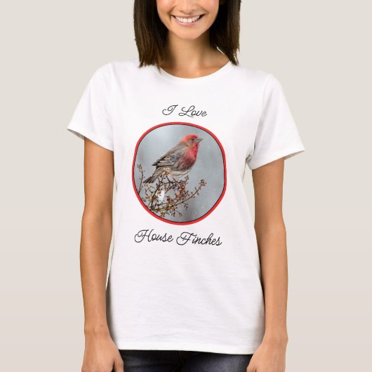 House Finch in Snow - Original Foto T-Shirt (Vorderseite)