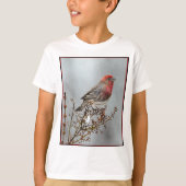 House Finch in Snow - Original Foto T-Shirt (Vorderseite)