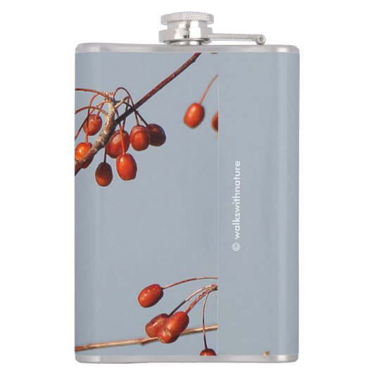 House Finch mit Hawthorn Berries Flachmann (Rückseite)