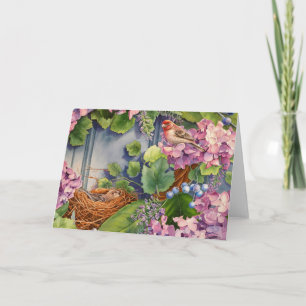 House Finish Paradies Nest in Wreath Watercolor Karte