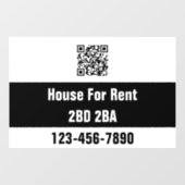 House For Rent Black White Number Bed Bath QR Code Fensteraufkleber (Blatt)