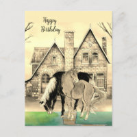 House Gold Asian Horses Green Yellow Tan |