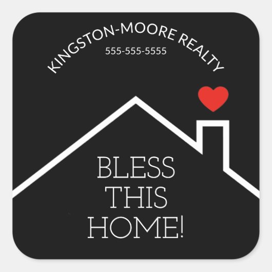 House Heart Custom Realtor Quadratischer Aufkleber (Vorderseite)