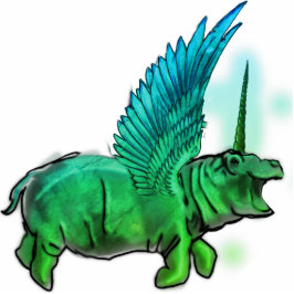 House HIppocorn Ornament Hanging Hippo Unicorn Peg Fotoskulptur Ornament