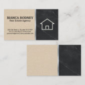 House Icon | Schwarzer Marmor | Lederuntergrund Visitenkarte (Vorne/Hinten)