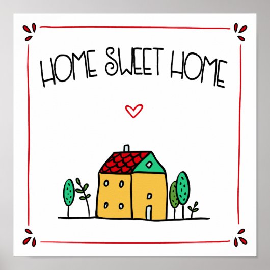 House Illustration Zuhause Sweet Zuhause Poster (Vorne)
