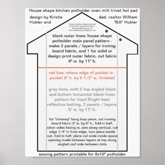 House Kitchen Potholder Nähmuster herunterladen Poster (Vorne)