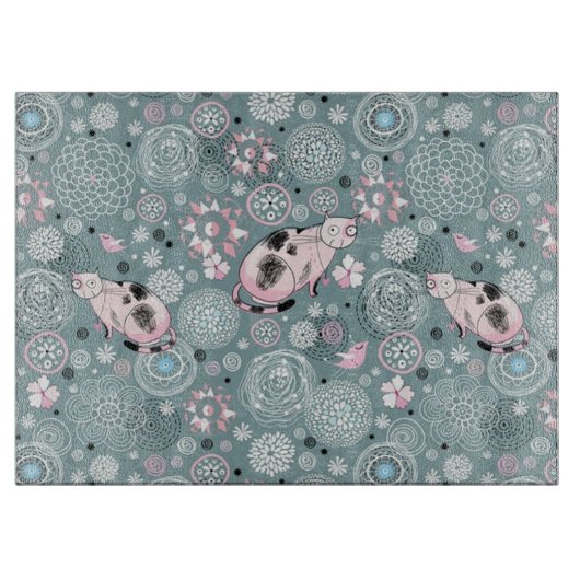 House Kitty Pattern Schneidebrett (Vorderseite)