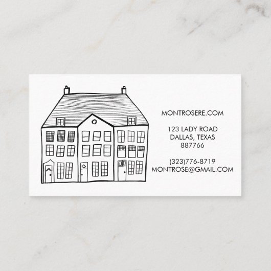 House Line Art Minimal Custom Real Anwesen Visitenkarte (Rückseite)
