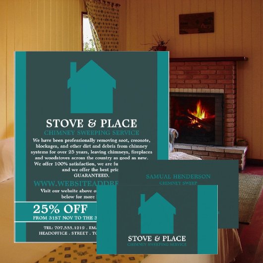 House Logo, Chimney Sweep Visitenkarte