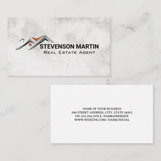 House-Logo | Marmor Visitenkarte (Vorne/Hinten)