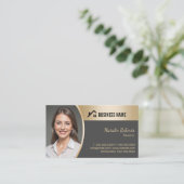 House Logo Real Anwesen Agent Gold Realtor Foto Visitenkarte (Stehend Vorderseite)