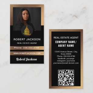 House Logo Real Anwesen Black & Gold Realtor Foto Visitenkarte