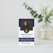 House-Logo Real Anwesen Blue & Gold Realtor Foto Visitenkarte (Stehend Vorderseite)