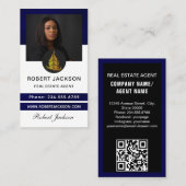 House-Logo Real Anwesen Blue & Gold Realtor Foto Visitenkarte (Vorne/Hinten)
