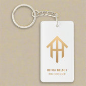 House Logo Realtor Agent Gold Willkommen Zuhause-L Schlüsselanhänger