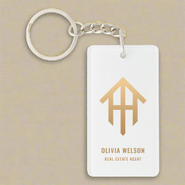 House Logo Realtor Agent Gold Willkommen Zuhause-L Schlüsselanhänger