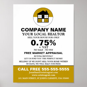 House-Logo, Realtor, Anwesen-Agent-Werbung Poster