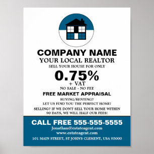 House-Logo, Realtor, Anwesen-Agent-Werbung Poster