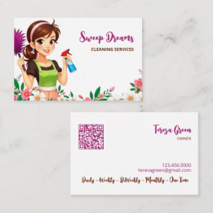 House Maid Floral QR Visitenkarte