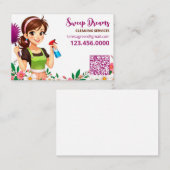 House Maid Floral QR Visitenkarte (Vorne/Hinten)