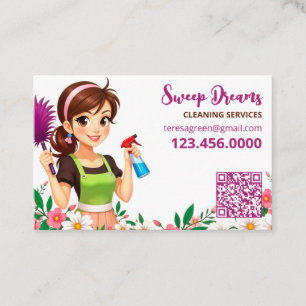 House Maid Floral QR Visitenkarte