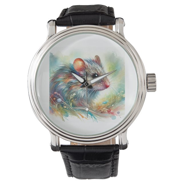 House mouse 120924AREF121 - Watercolor Armbanduhr (Vorderseite)