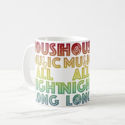 House Music All Night Long Trippy Techno Edm Rave Kaffeetasse (Vorderseite Links)