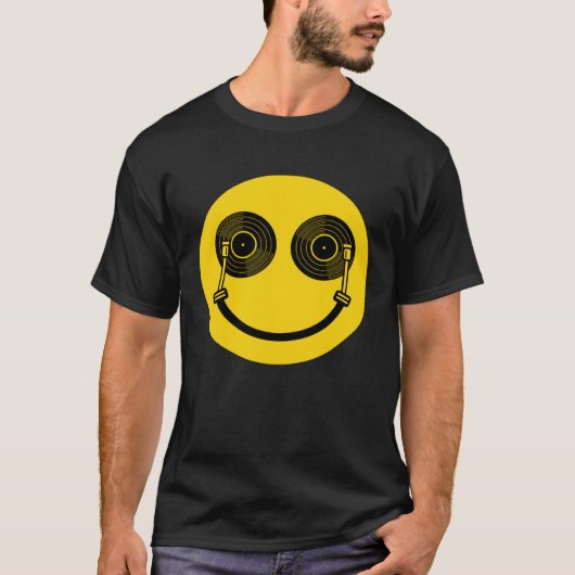 House Music Dance Music DJ Turntable Shaped Smile T-Shirt (Vorderseite)